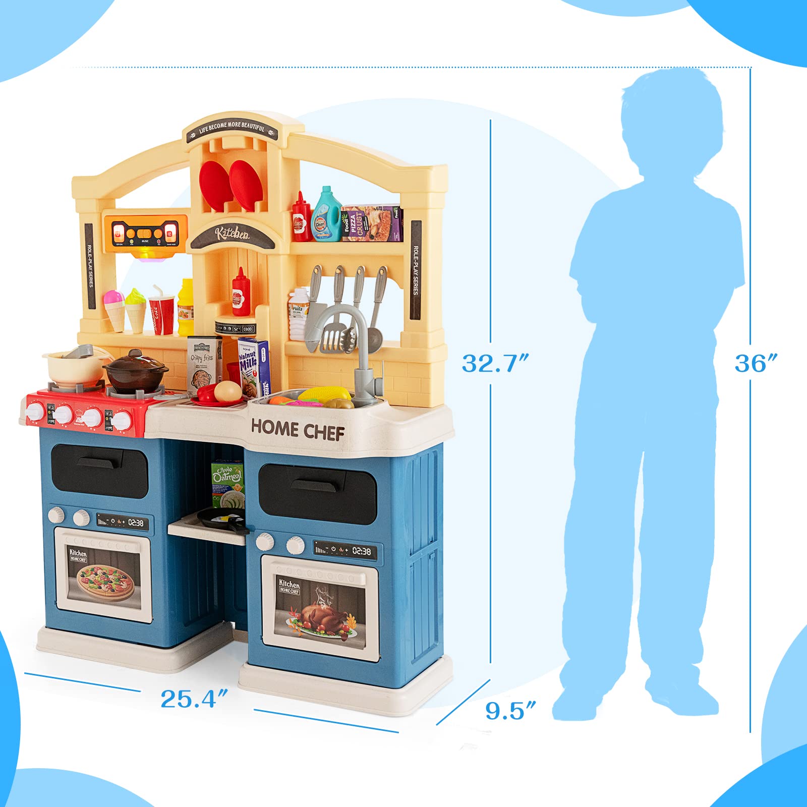 Costzon Kids Kitchen Playset, 69PCS Pretend Chef Play Food Toy Set