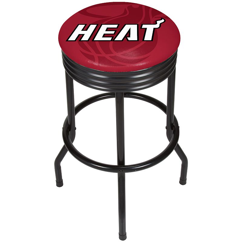 Miami Heat Padded Ribbed Black Bar Stool