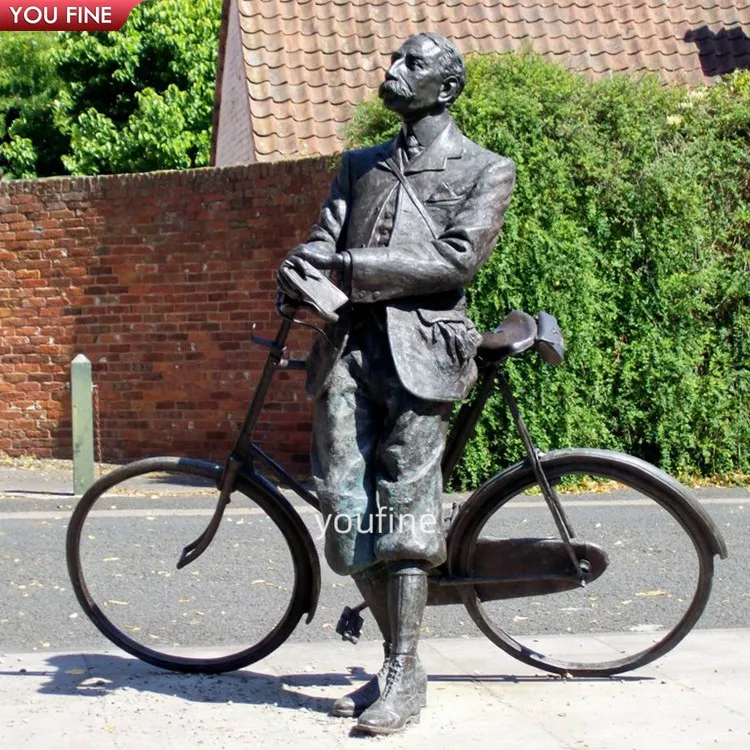 Outdoor Garden Life Size Bronze Bike Sculpture Figurine Bicycle Art Statue