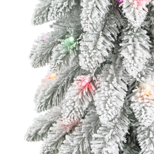 Puleo International 7 ft PreLit Flocked Artificial Alpine Pencil Tree