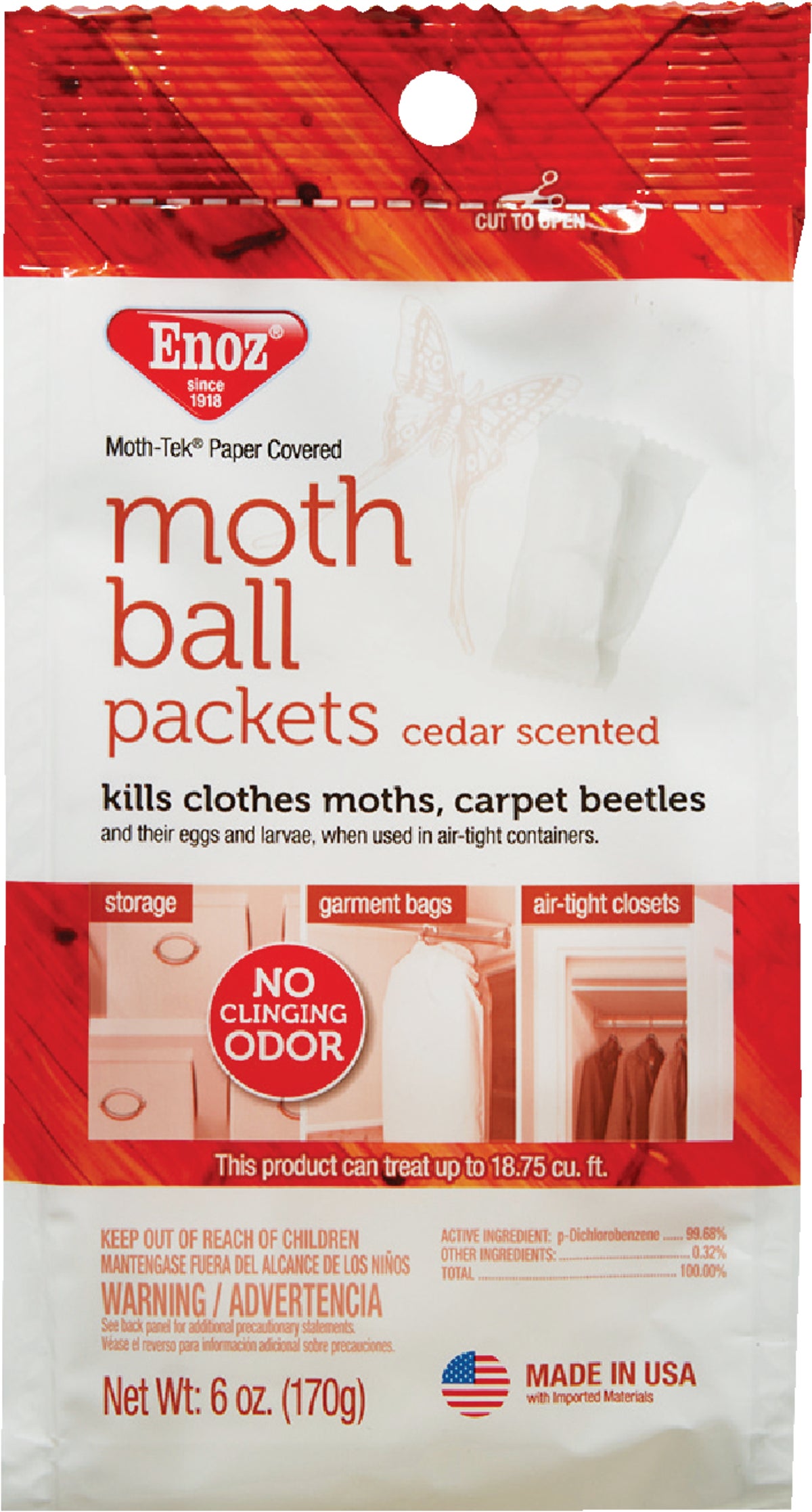 Enoz Cedar Scented Mothballs 6 Oz.