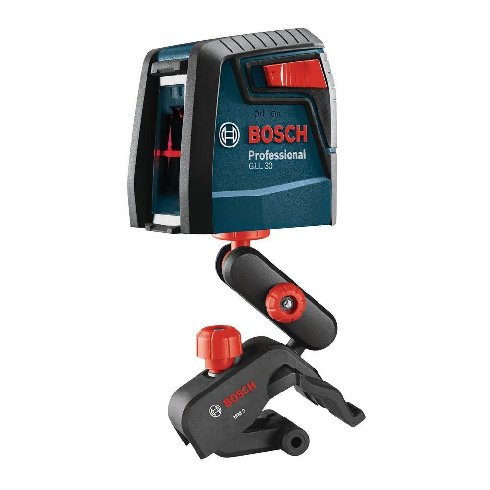 Bosch 30 ft. Cross Line Laser Level Self Leveling with 360 Degree Flexible Mounting Device and Carrying Pouch GLL 30 S