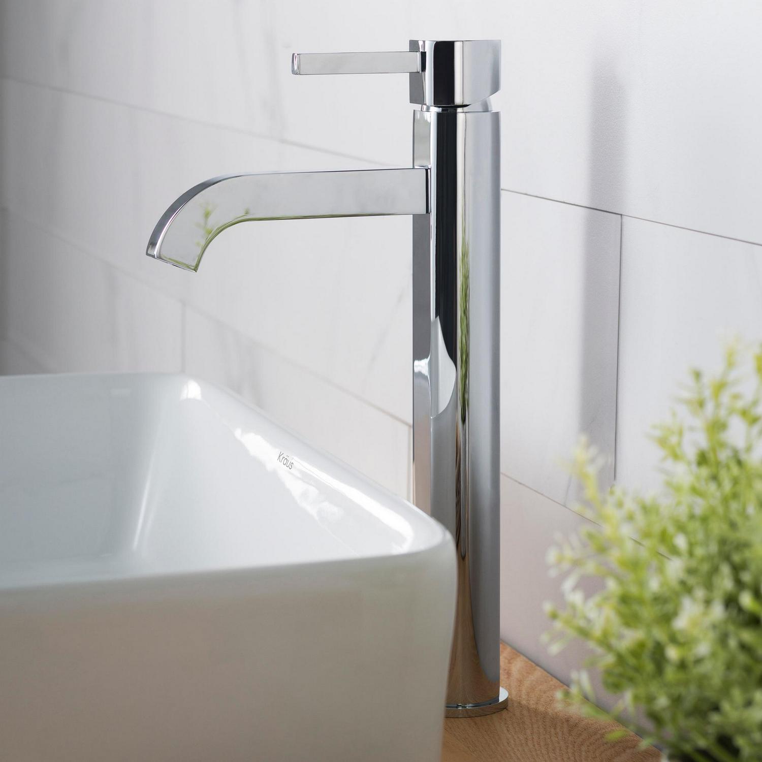 KRAUS Ramusa c Tall Vessel Bathroom Faucet Chrome Finish  Crowdfused