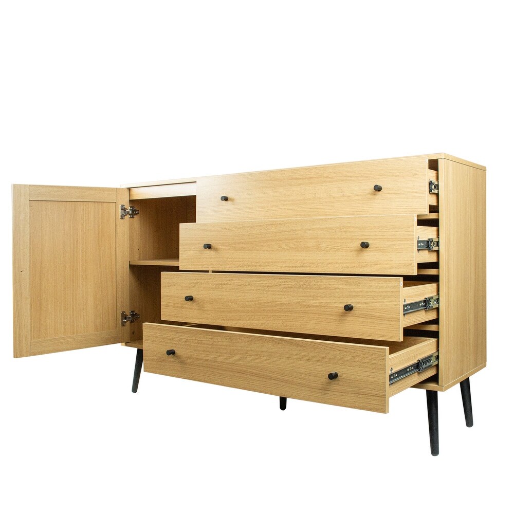 55 inch Wood Sideboard with 4 Long Drawers