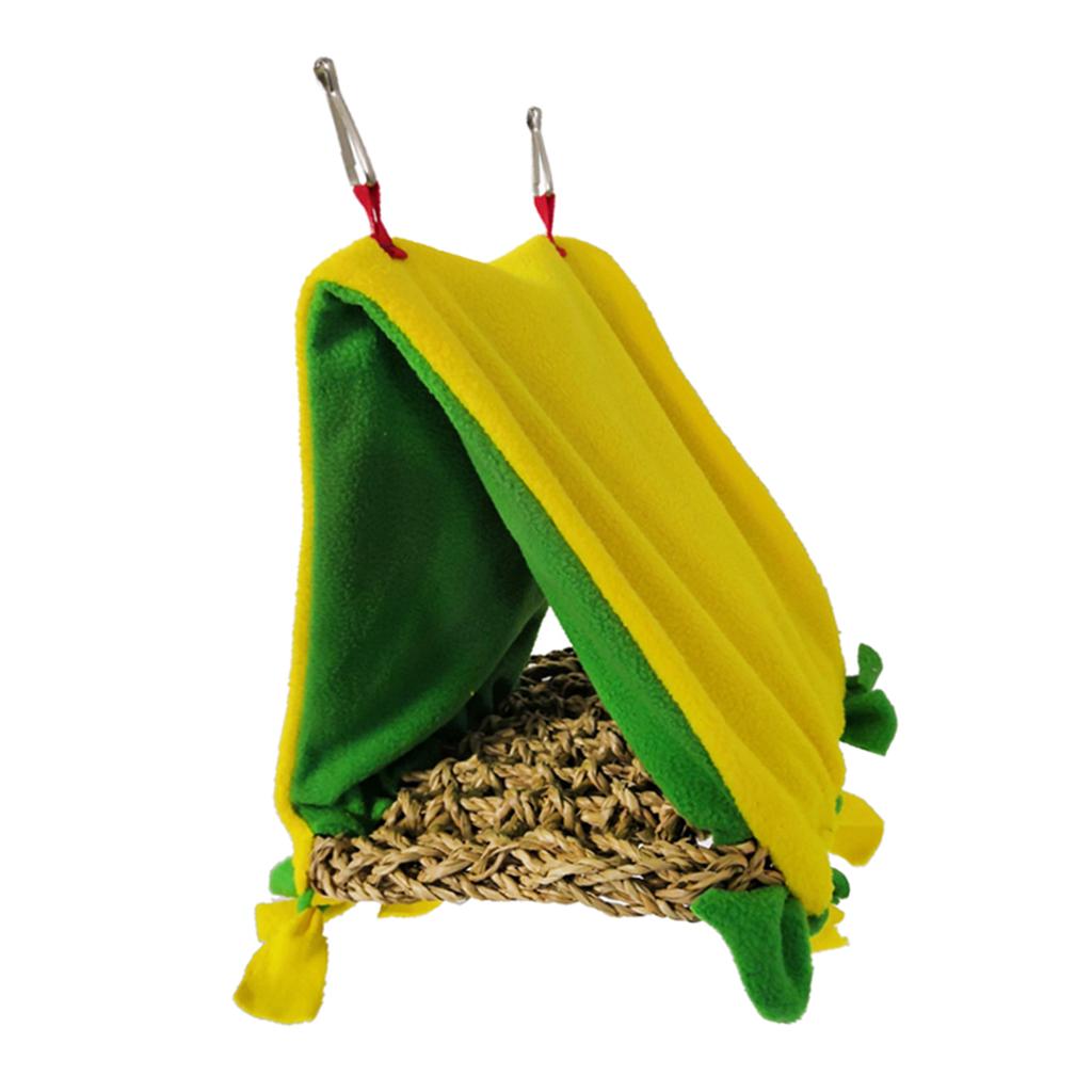 Bird Parrot ing Perch Cage Bed Parakeet Triangle Hammock Hut Accessories Yellow