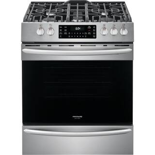 FRIGIDAIRE GALLERY 30 in. 5 Burner Slide-In Gas Range in Stainless Steel with Convection and Air Fry FGGH3047VF