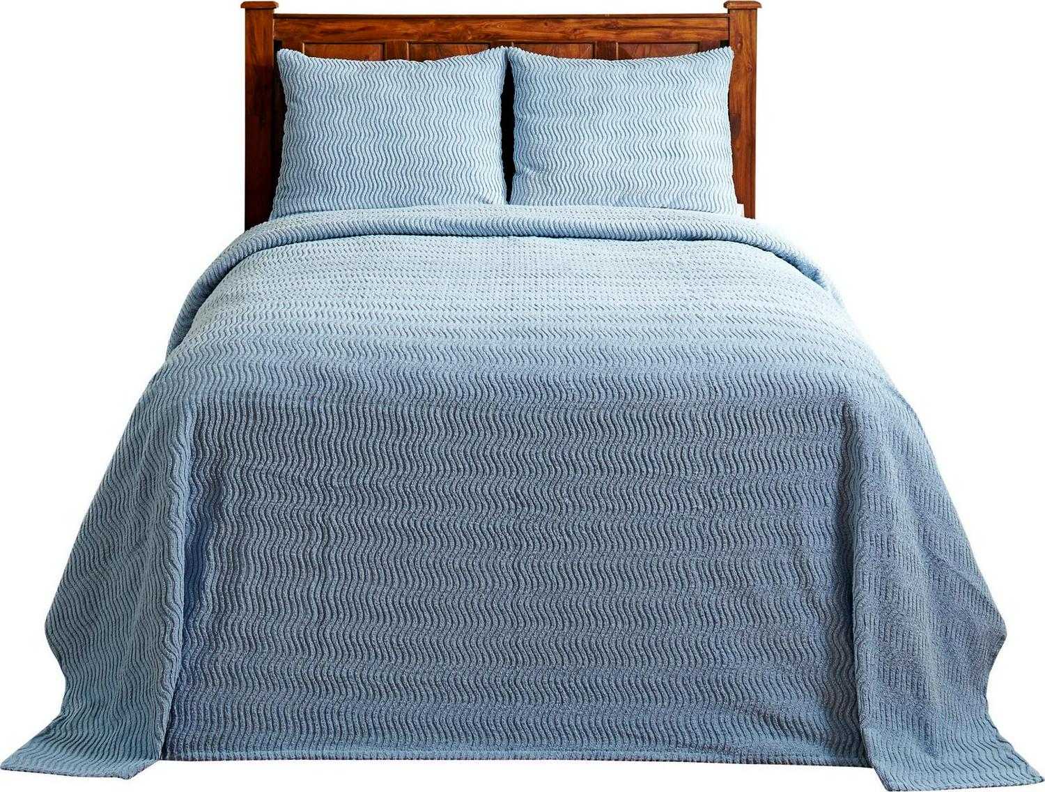 Better Trends Blue Natick Wave 100% Cotton Bedspread， Twin