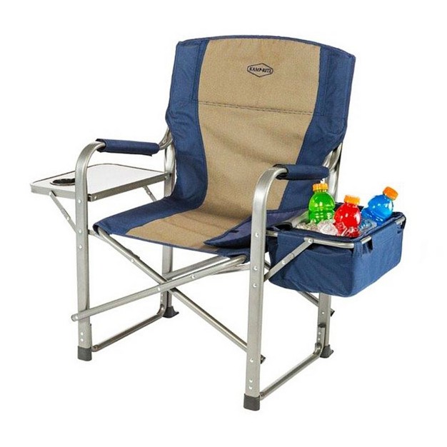 Kamp rite Portable Folding Director x27 s Chair With Cooler Side Table amp Cup Holder For Camping Tailgating And Sports 350 Lb Capacity