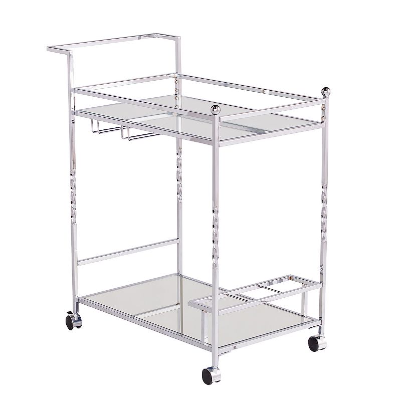 Southern Enterprises Ivers Metal Mirrored Bar Cart