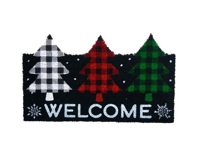 Briarwood Lane Checkered Trees Winter Natural Fiber Coir Doormat