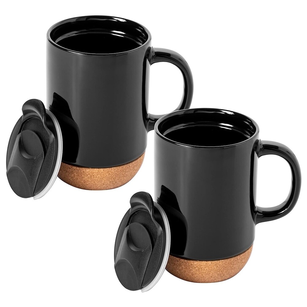 4 Piece 16.5 Ounce Stoneware Travel Mug Set