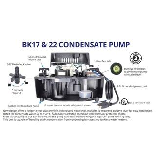 BECKETT BK171UL 115 Volt Automatic Medium Condensate Removal Pump with Safety Switch BK171UL