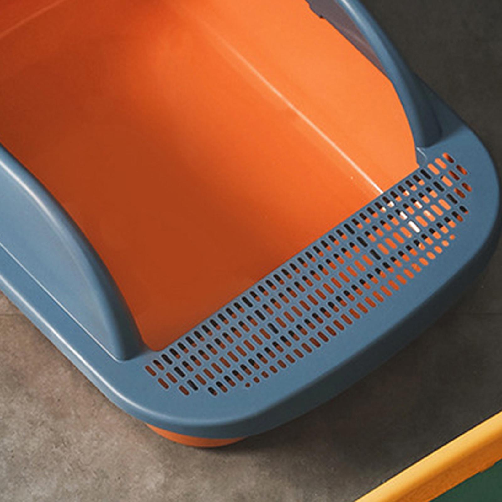 Semi Open Litter Box， Heighten Detachable Design Portable Bedpan Tray Splashing Toilet for Sand Box Supplies Travel Small Animals Orange