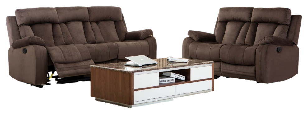 HomeRoots 84 quotX 38 quotX 40 quotModern Brown Leather Sofa And Loveseat   Transitional   Living Room Furniture Sets   by UStradeENT LLC  Houzz