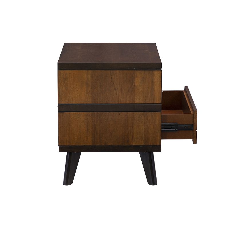 Linon Mid-Century Modern 2-Drawer Nightstand