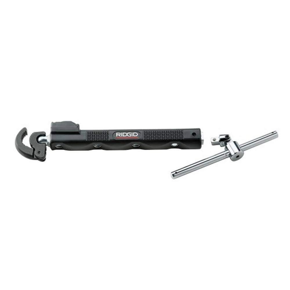 RIDGID 12 in. to 1-14 in. Adjustable 10 in. to 17 in. Telescoping LED Lit Basin Pipe Wrench for Faucet Install and Repair 46753