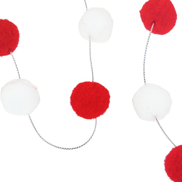 Northlight 9 x27 Red And White Plush Snowball Christmas Garland