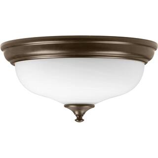 Progress Lighting 13 in. Alabaster Collection 21 -Watt Antique Bronze Integrated LED Flush Mount P350002-020-30