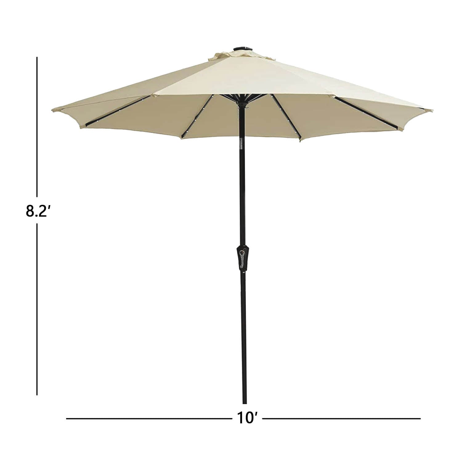 SUGIFT 10ft Solar Umbrella 32 LED Lighted Market Patio Umbrella, Cream