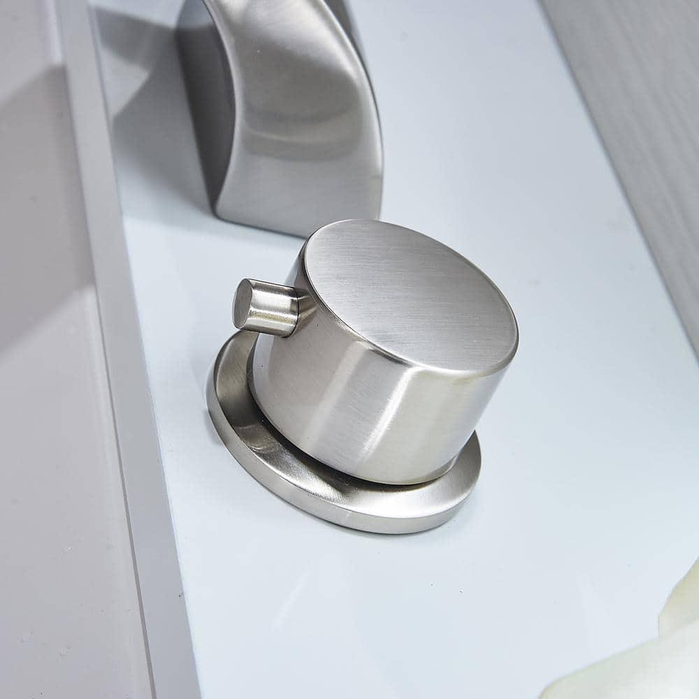 BWE 8 in Widespread 2Handle Bathroom Faucet With Led Light And Pop Up Drain in Brushed Nickel