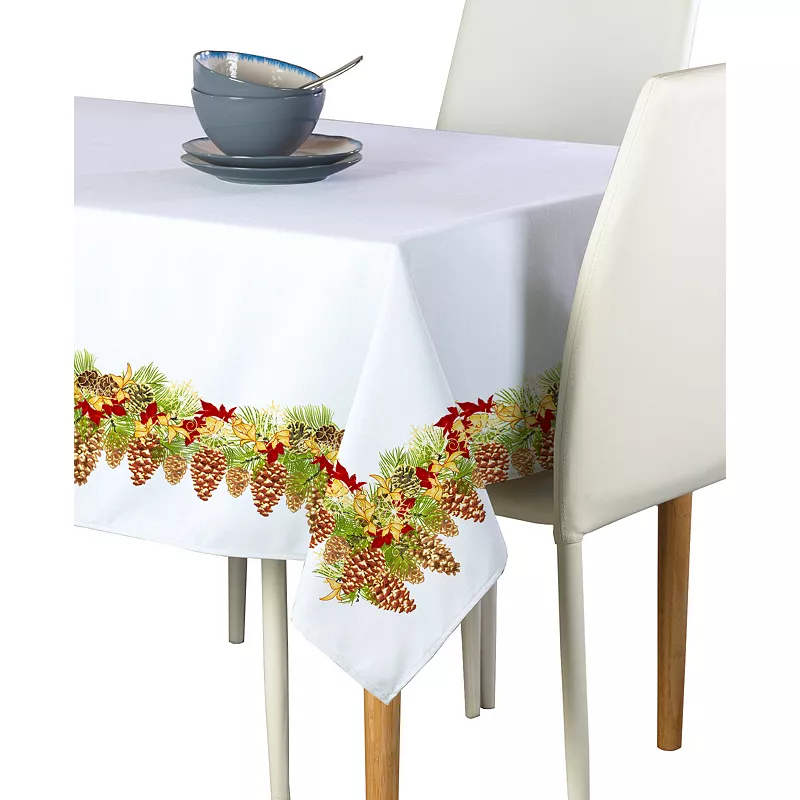 Square Tablecloth， 100% Polyester， 60x60， Hanging Pinecones Garland