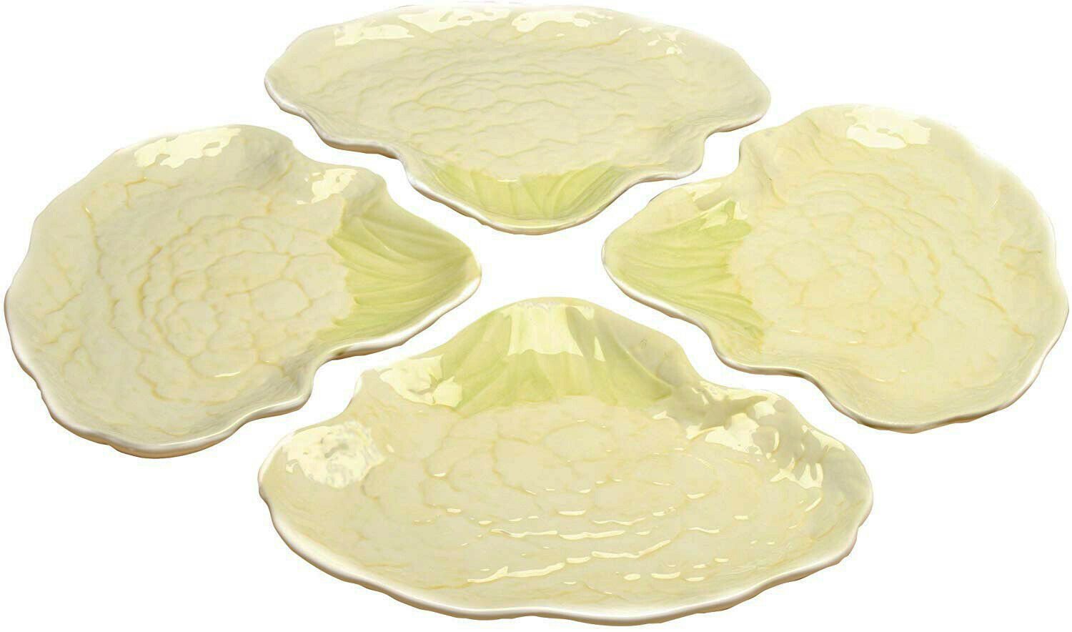 1 Gourmet Kitchen Ceramic Cauliflower Steak Shaped Collage Serving Plates Set of 4 EBR02