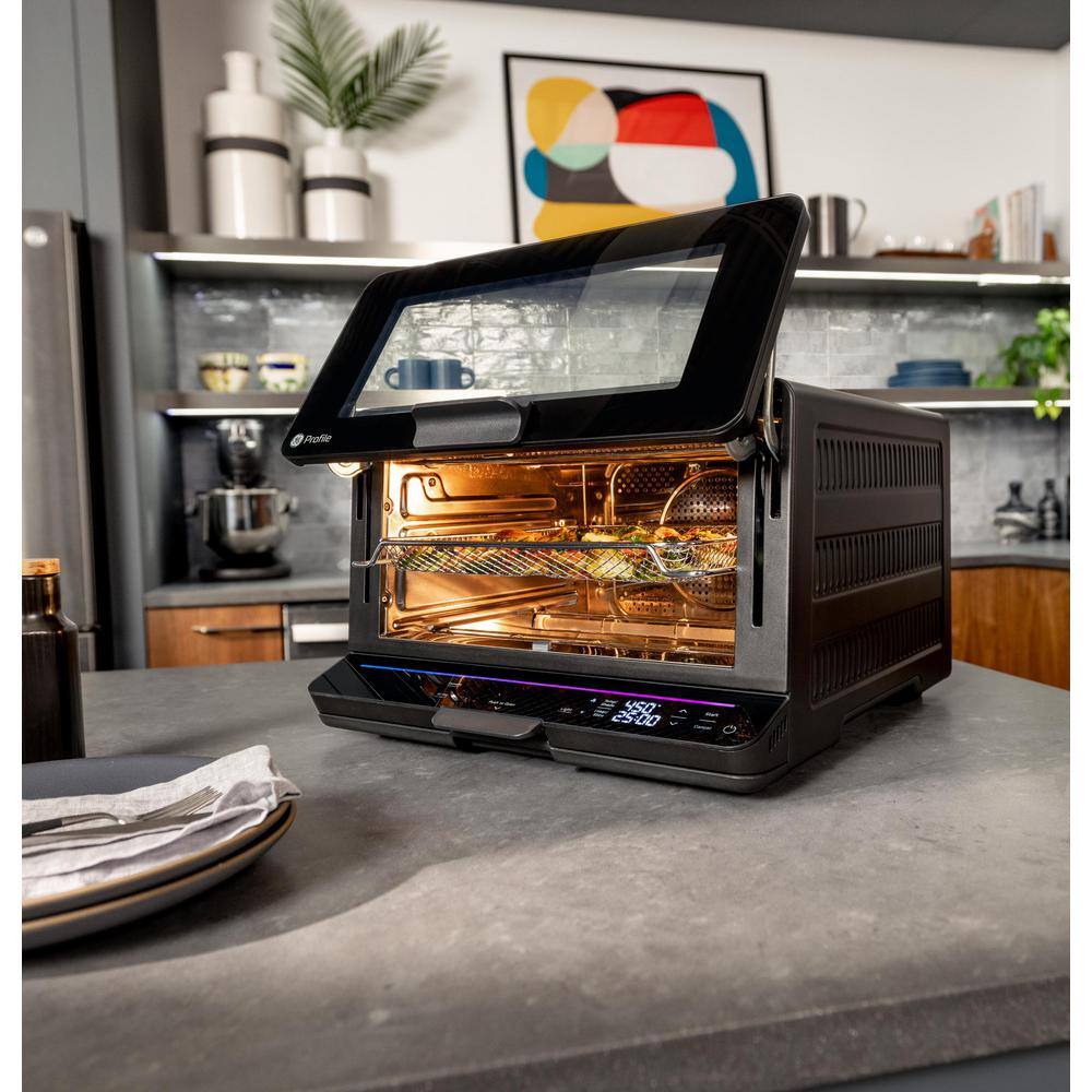 GE Profile 1800 W No Preheat Black Toaster Oven with 11-functions incl Air Fry Bake Broil Toast and pizza WiFi connected P9OIAAS6TBB