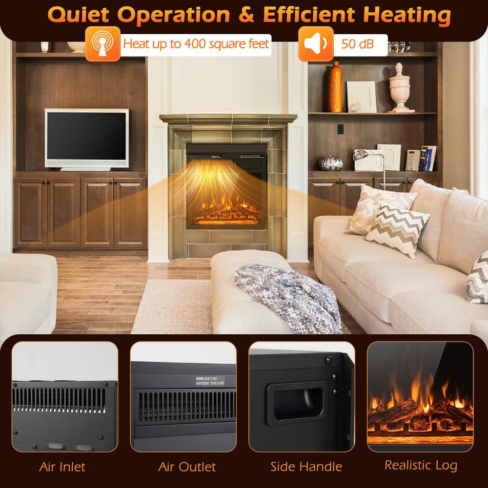 Costway 18'' Electric Fireplace Insert 5100 BTU Freestanding Heater with Remote Control FP10185