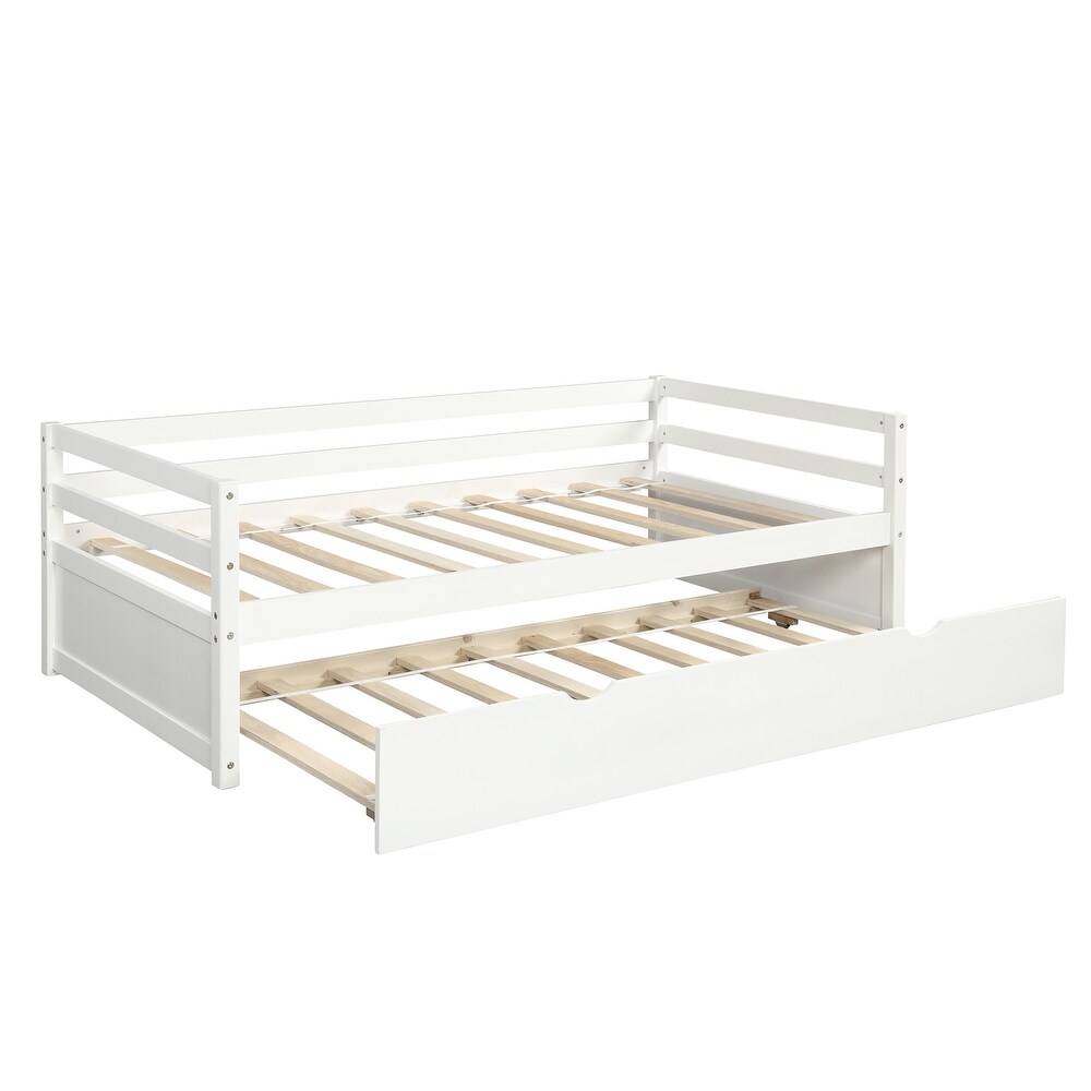 Twin Size Daybed with Trundle   Wood Frame Set   Wooden Slat Support