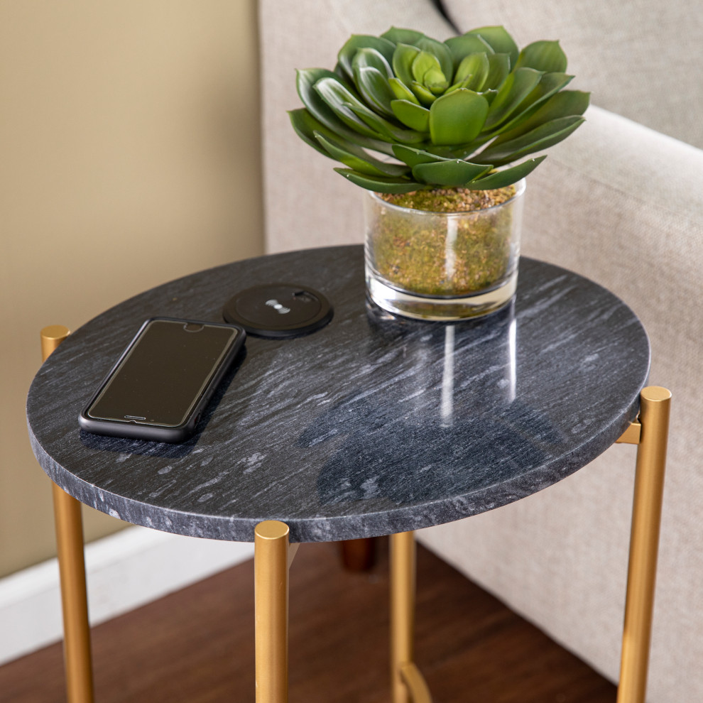 Thirsk Table With Wireless Charging Station   Contemporary   Side Tables And End Tables   by SEI  Houzz