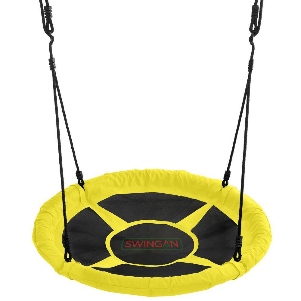 SWINGAN Swingan - 37.5 in. Super Fun Nest Swing With Adjustable Ropes - Solid Fabric Seat Design - Yellow SWMSY