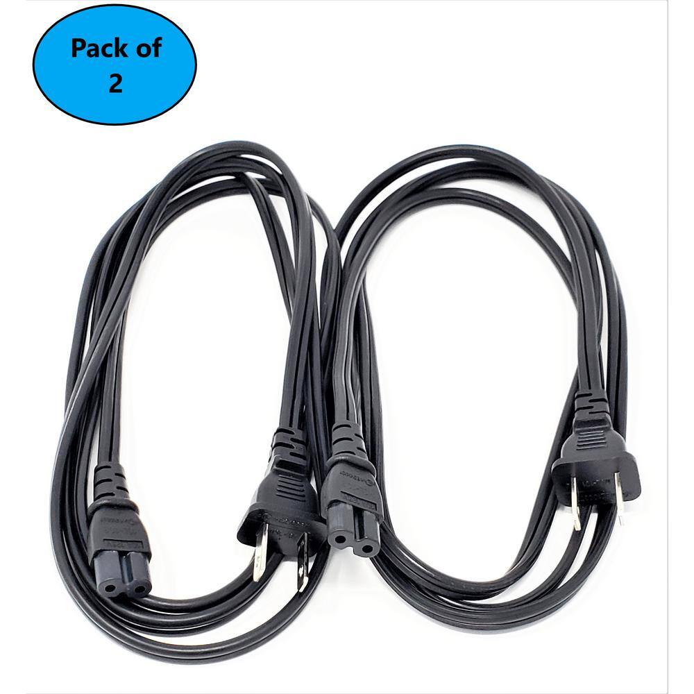 Micro Connectors Inc 6 ft. 18AWG 2-Prong NotebookTV Power Cord UL Approved (2 per Box) M05-125-2P