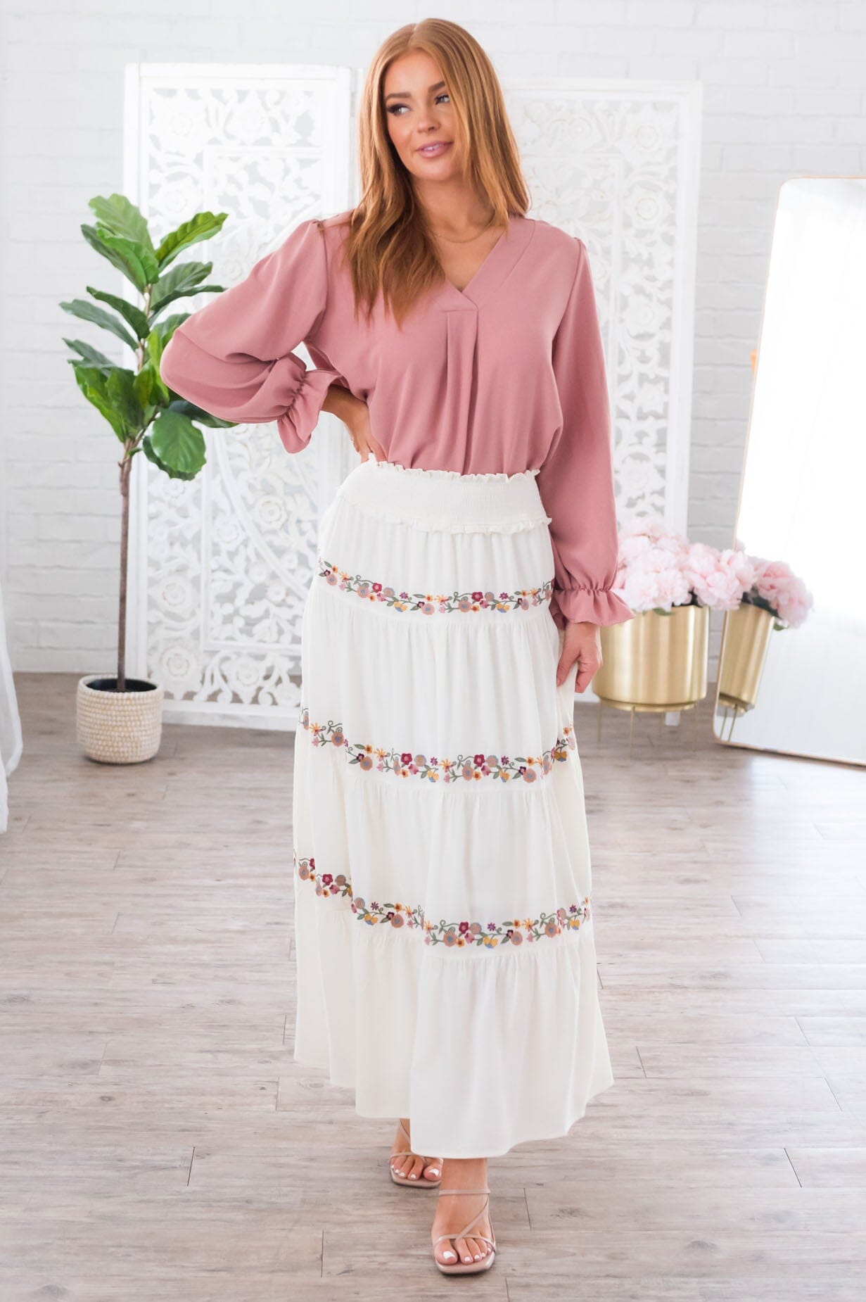 Sway My Way Modest Tiered Skirt