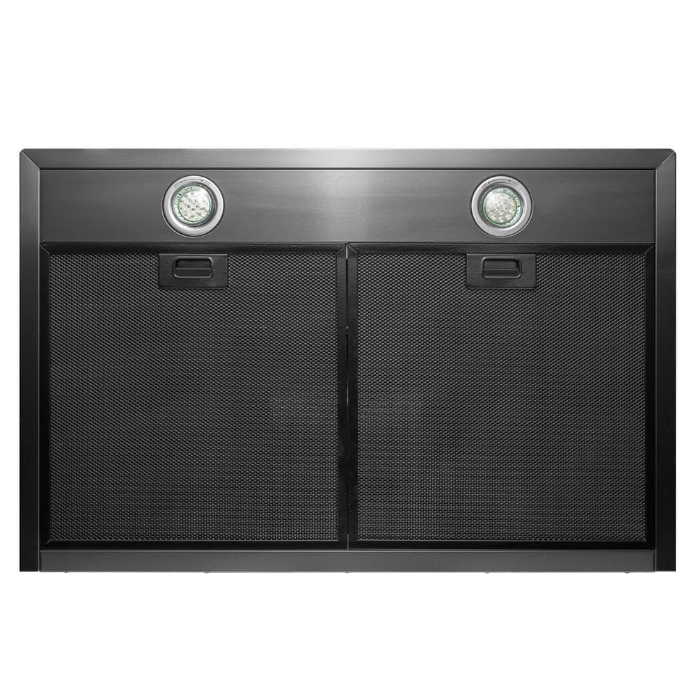 AKDY 30 in 343 CFM Convertible TShape Wall Mount Black Stainless Steel Range Hood with Touch Panel and Carbon Filters