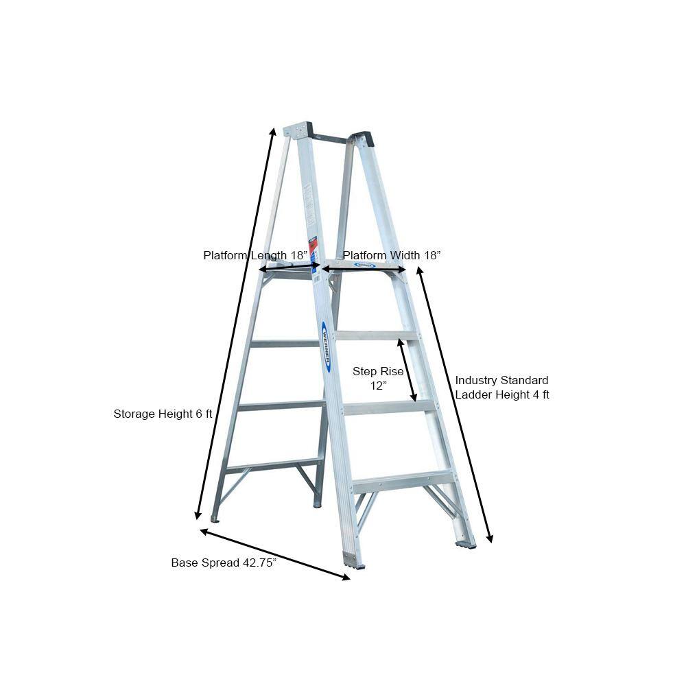 Werner 10 ft. Reach Aluminum Platform Step Ladder with 300 lb. Load Capacity Type IA Duty Rating P374