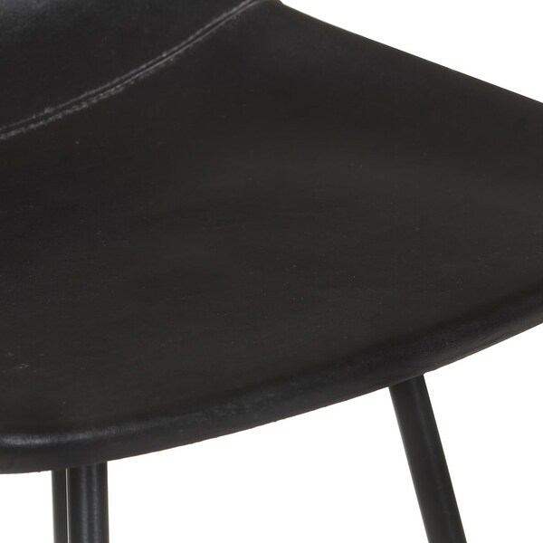 vidaXL Bar Stools 2 pcs Black Real Leather