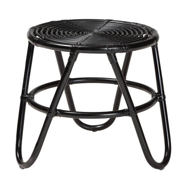 Pertessa Modern Bohemian Black Finished Rattan End Table