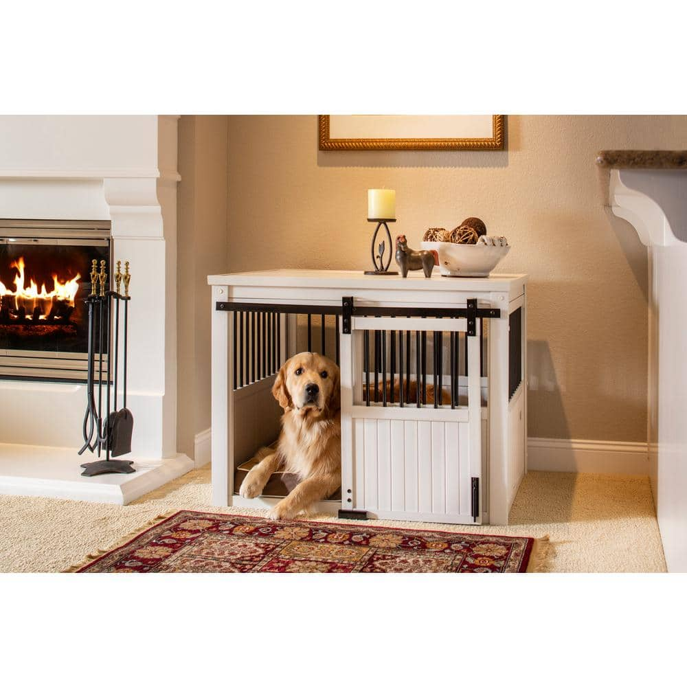 New Age Pet Homestead ECOFLEX Antique White Sliding Barn Door Dog Crate Extra Large EHDBC15-04XL