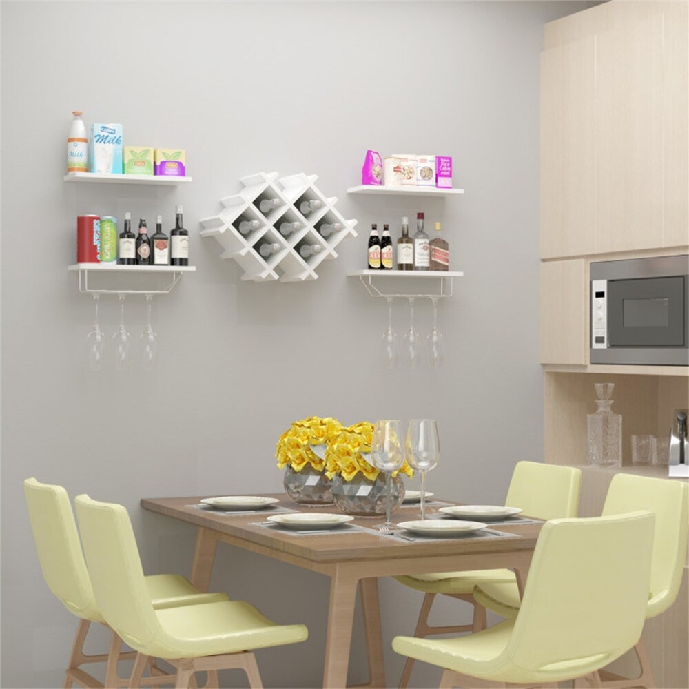 White Set of 5 Wall Mount Wine Rack Set