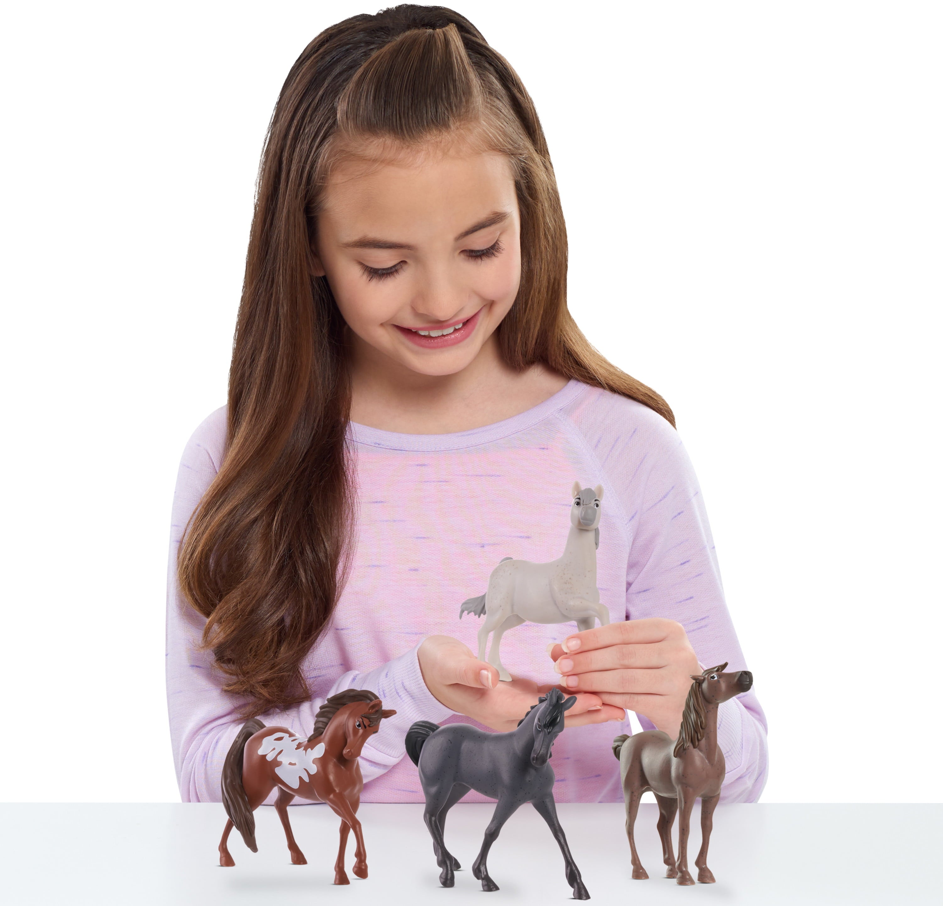 DreamWorks Spirit Riding Free Collectible Horse 4-Pack – Spirit’s Herd，  Kids Toys for Ages 3 Up， Gifts and Presents