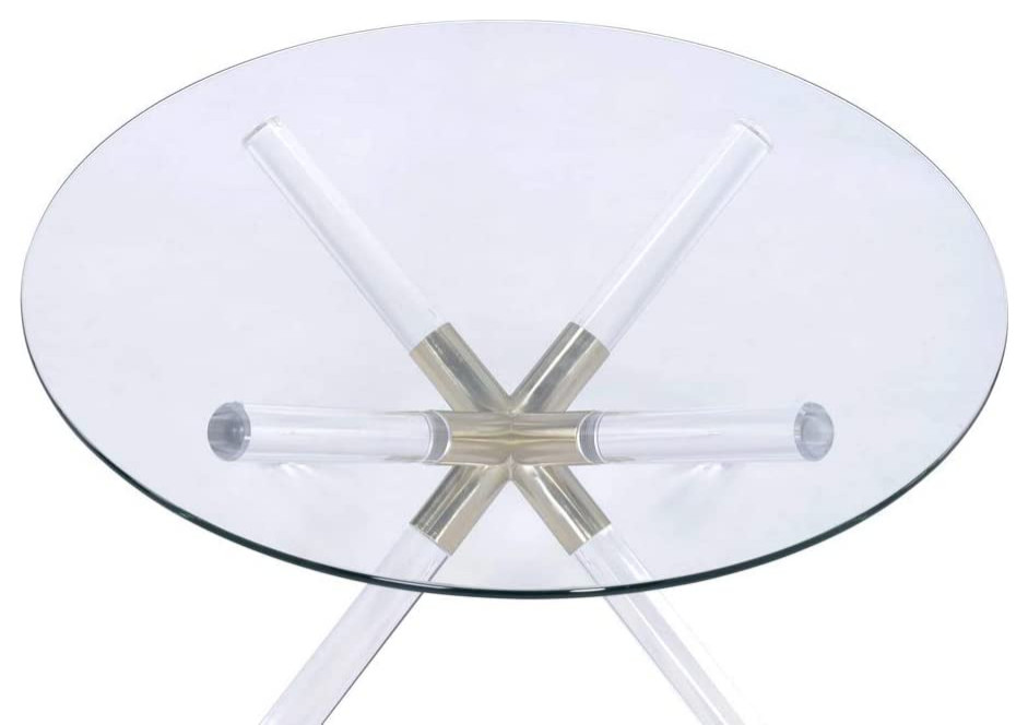 Modern Coffee Table  Acrylic Crossed Legs With Gold Accent and Round Glass Top   Contemporary   Coffee Tables   by Declusia  Houzz