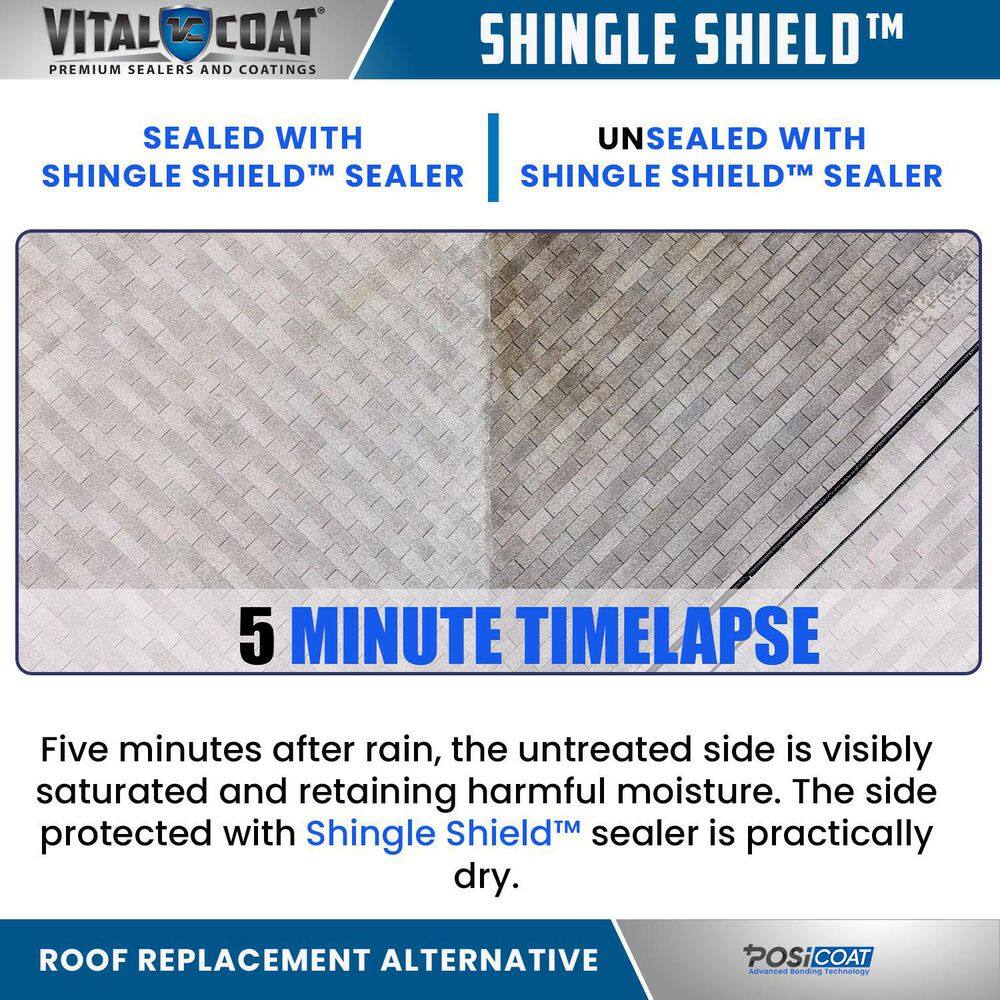 VITAL COAT 5 Gal. Clear Matt 100% Acrylic Shingle Shield Roof Coating for Asphalt Fiberglass and Clay Shingles VCSS5G