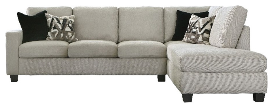 Coaster Whitson Cushion Back Chenille Upholstered Sectional in Stone   Transitional   Sectional Sofas   by Simple Relax  Houzz