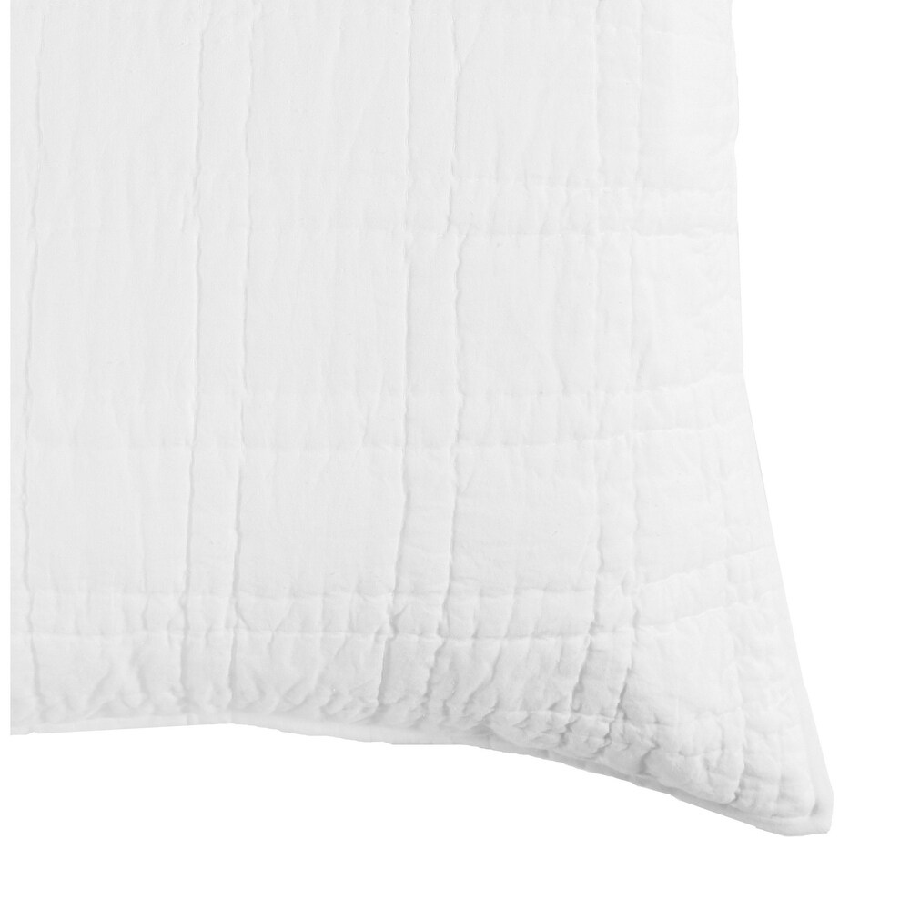 Ellis 26 Inch Standard Pillow Sham  Silvadur Tech  Square Quilting  White