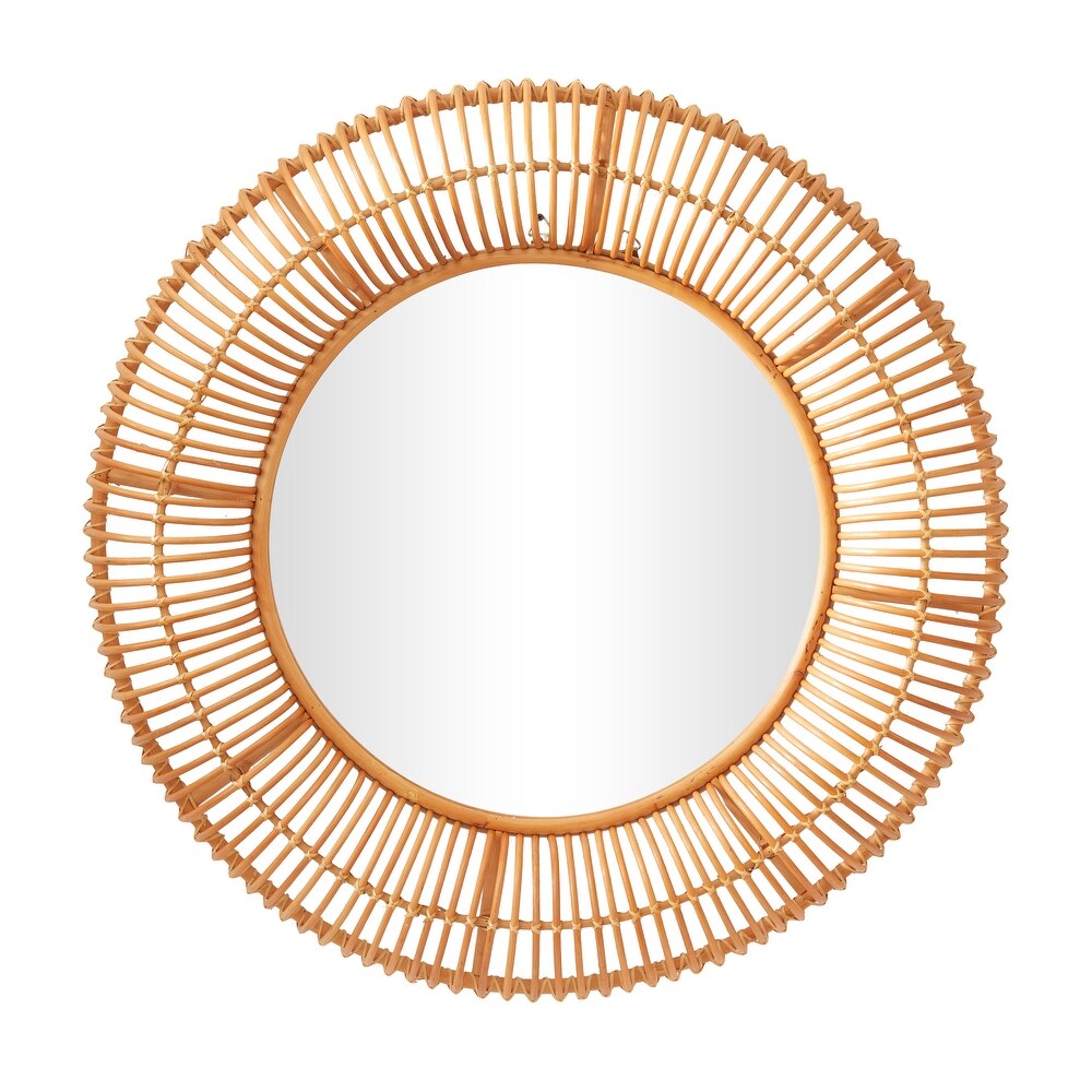 Brown Rattan Handmade Woven Wall Mirror