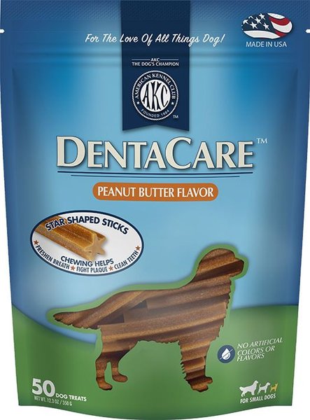 American Kennel Club Dentcare Peanut Butter Flavor Dental Dog Treats， Small， 50 count