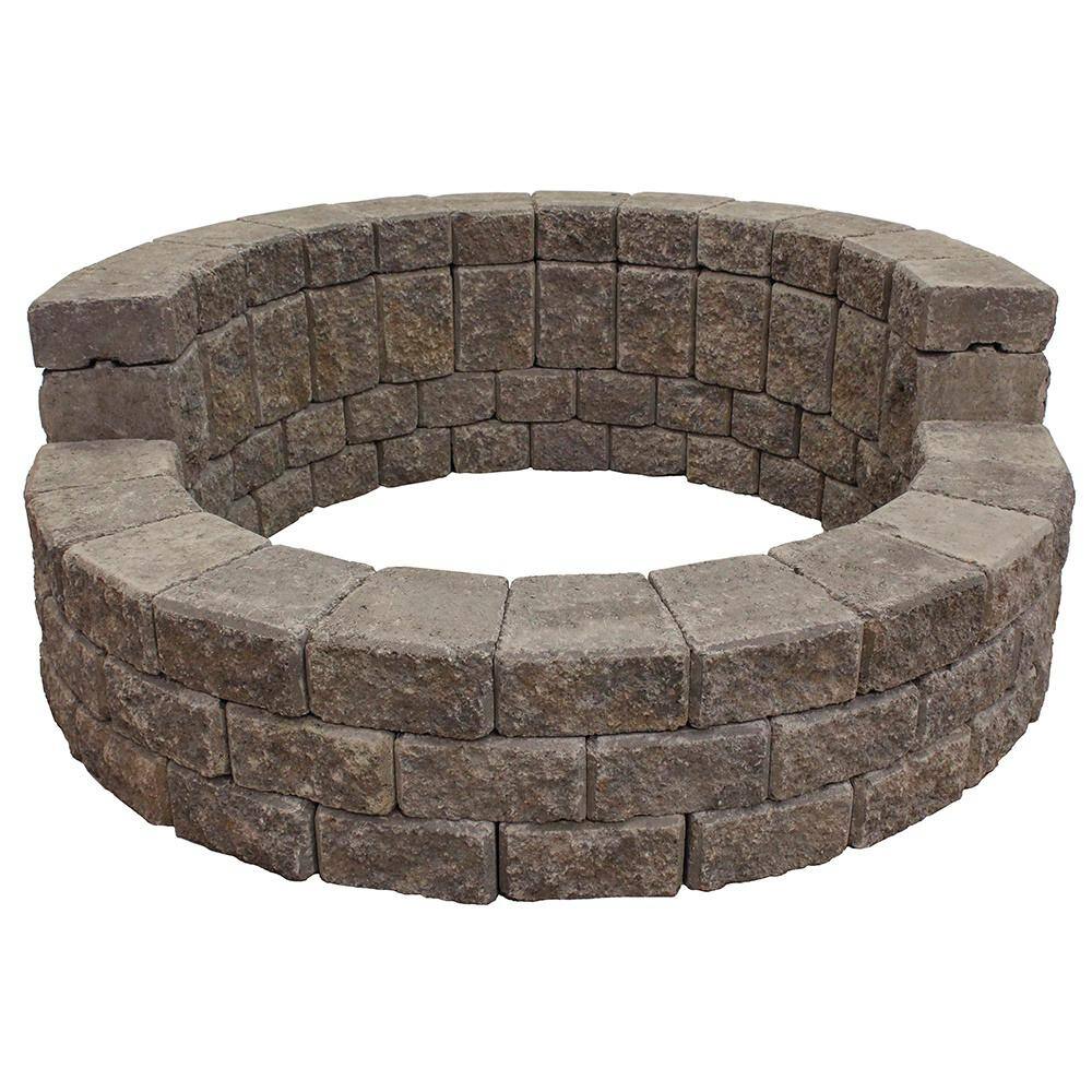 Mutual Materials 58 in. x 20 in. Concrete StackStone High Back Fire Pit Kit in Summit Blend MS58HBFPSB1