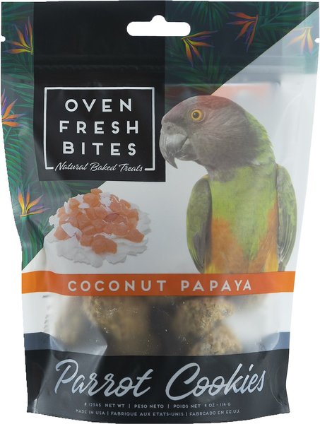 Caitec Oven Fresh Bites Coconut Papaya Mango Cookies Parrot Treats， 4-oz bag