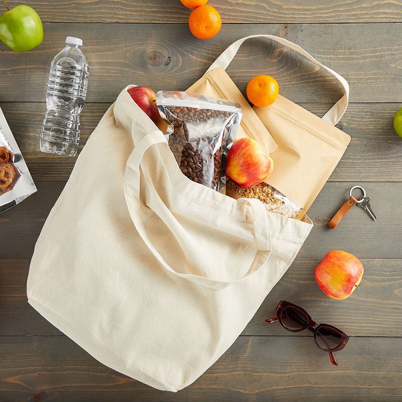 Reusable Canvas Grocery Bags， Non Woven Cloth Tote Bags with Handles for Shopping (16.5 x 19.5 In， 3 Pack)