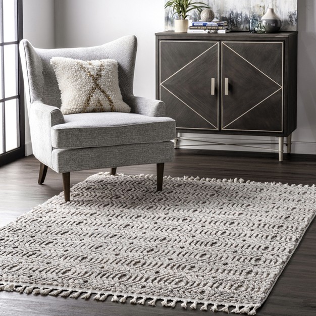 Nuloom Arielle Soft Trellis Textured Tassel Area Rug